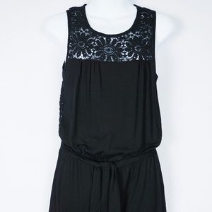 😊 Trina Turk Crochet Top Black Knit Belted Tank Style Dress
